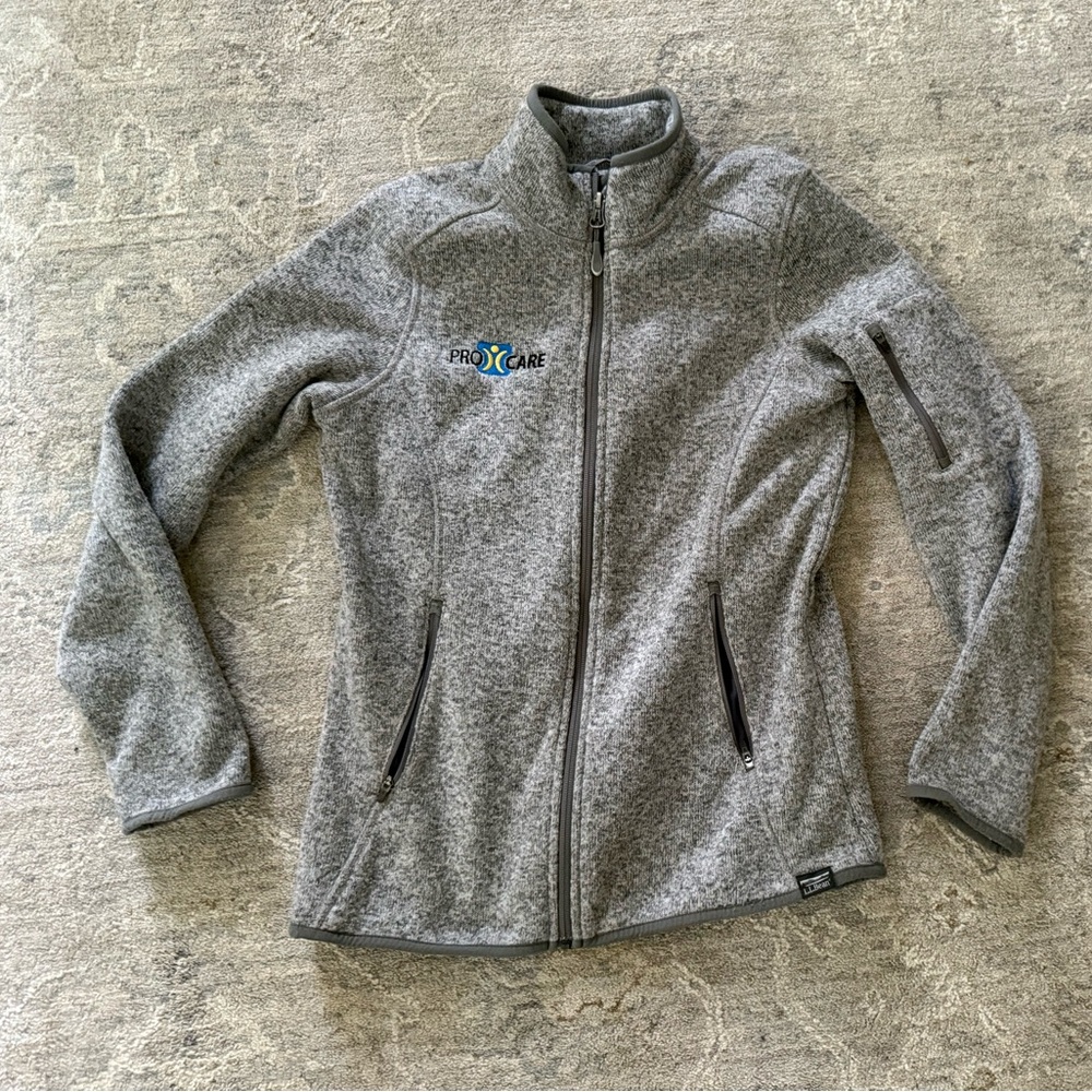 L.L. Bean Gray Sweater Fleece-Lined Jacket XS